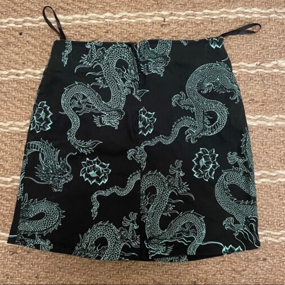 Motel Rocks mint green and black dragon mini skirt. - Picture 2 of 4